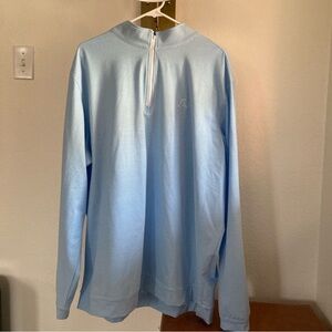 Rhoback Men’s Stripe Light Blue White Quarter-Zip Pullover Golf Size XXXL